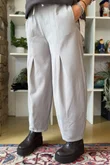 Oxford Stretch Herringbone Box Pleat Pant Pebble